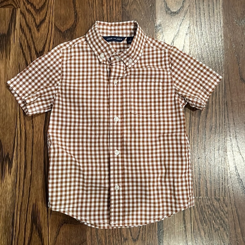Janie and Jack boy gingham short sleeve button down